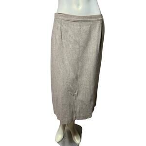Koret 100% Wool Midi Skirt tan Made in USA Classic Career Wear Vintage